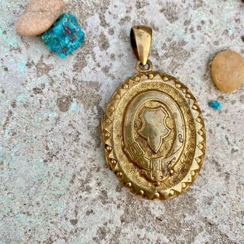 Antique Victorian Gold Filled Locket Pendant with Raised Design Yourgreatfinds