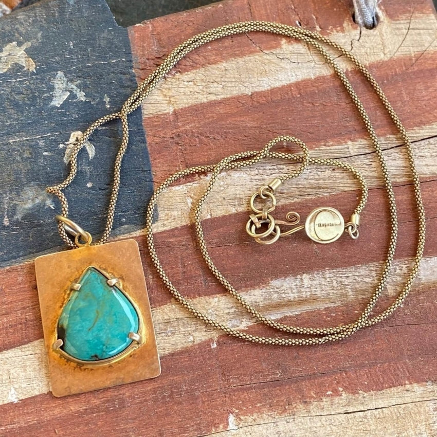 Artisan Gold over Sterling Silver Turquoise Long Necklace Yourgreatfinds