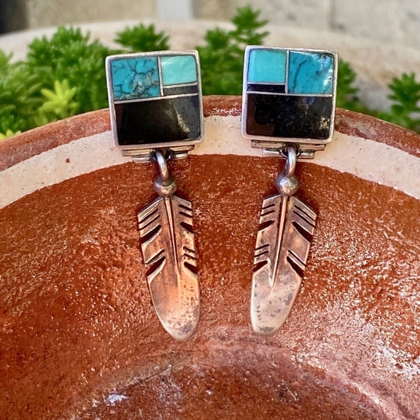 Channel Inlay Feather Earrings by Knifewing Segura Ray Tracey Yourgreatfinds