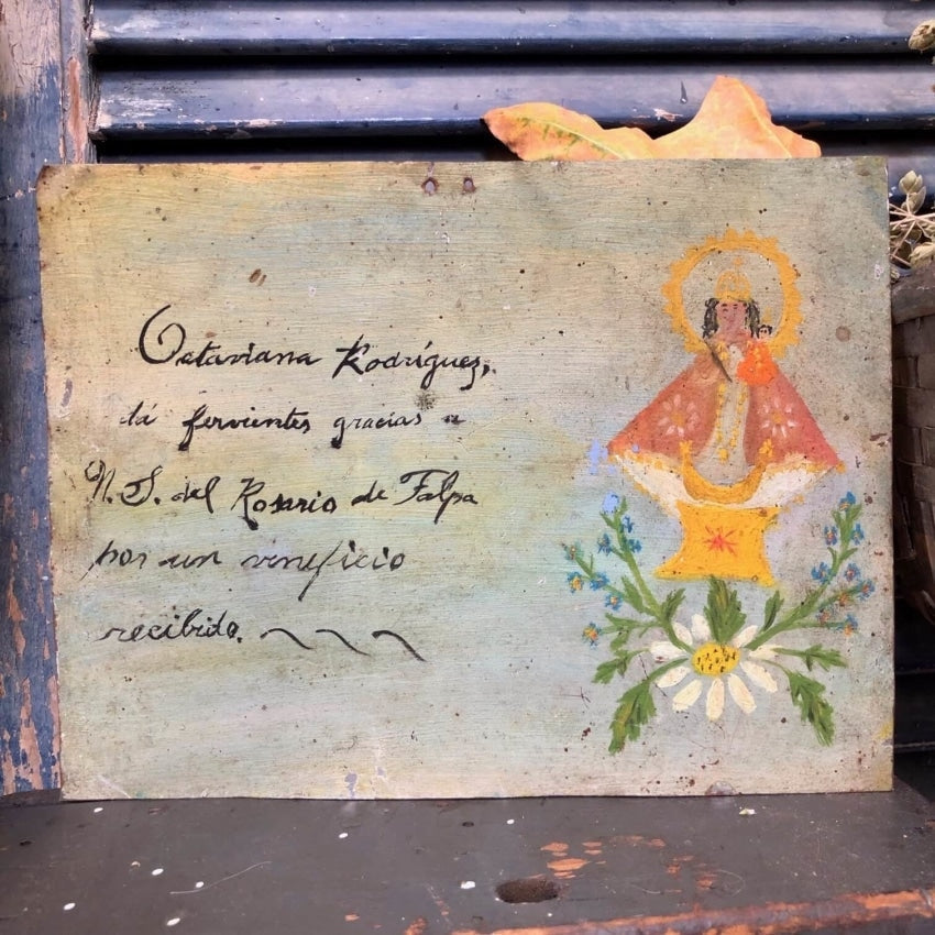 Early 1900s Mexican Devotional  Ex Voto Hand Painted Tin Yourgreatfinds