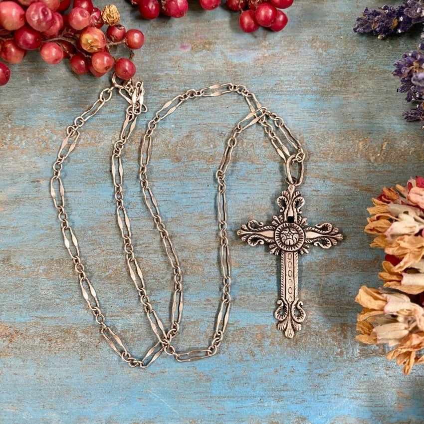 Fancy Holy Cross Pendant Handmade Chain Sterling Silver Necklace Yourgreatfinds