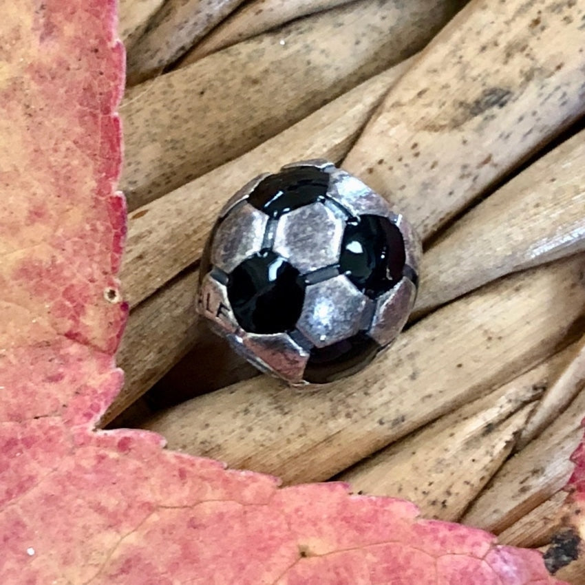 Genuine Retired Pandora Soccer Ball Charm Sterling Silver and Black Enamel Yourgreatfinds