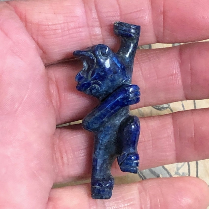Hand Carved Indigo Blue Lapis Lazuli Climbing Monkey Bead Yourgreatfinds