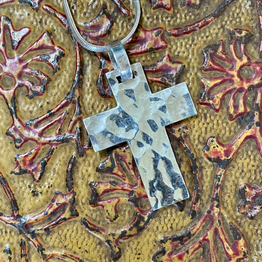 Hand Hammered Sterling Silver Holy Cross Pendant and Chain Necklace Yourgreatfinds