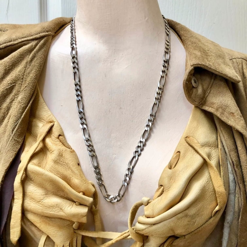Large Sterling Silver Figaro Chain 24" Long 40 grams Yourgreatfinds
