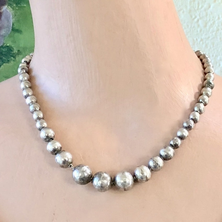 Mexican Sterling Silver Bead "Pearls" Necklace Yourgreatfinds