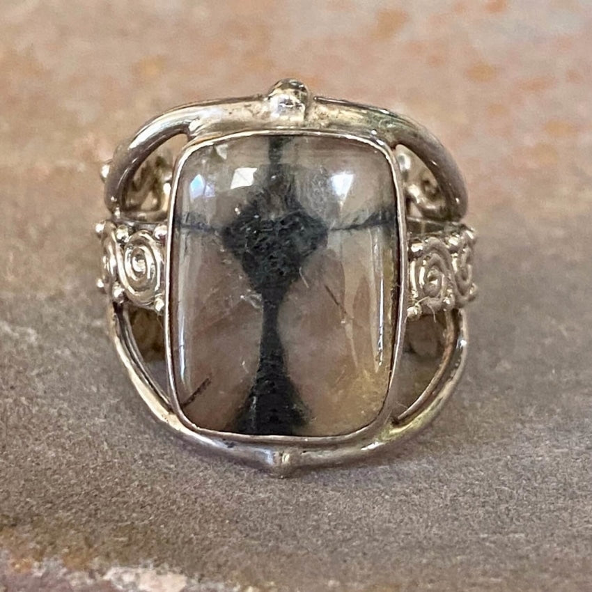 Miracle Holy Cross Agate Ring in Sterling Silver Adjustable Yourgreatfinds