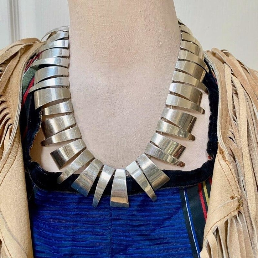 Modernist Sterling Silver Fringe Necklace Yourgreatfinds