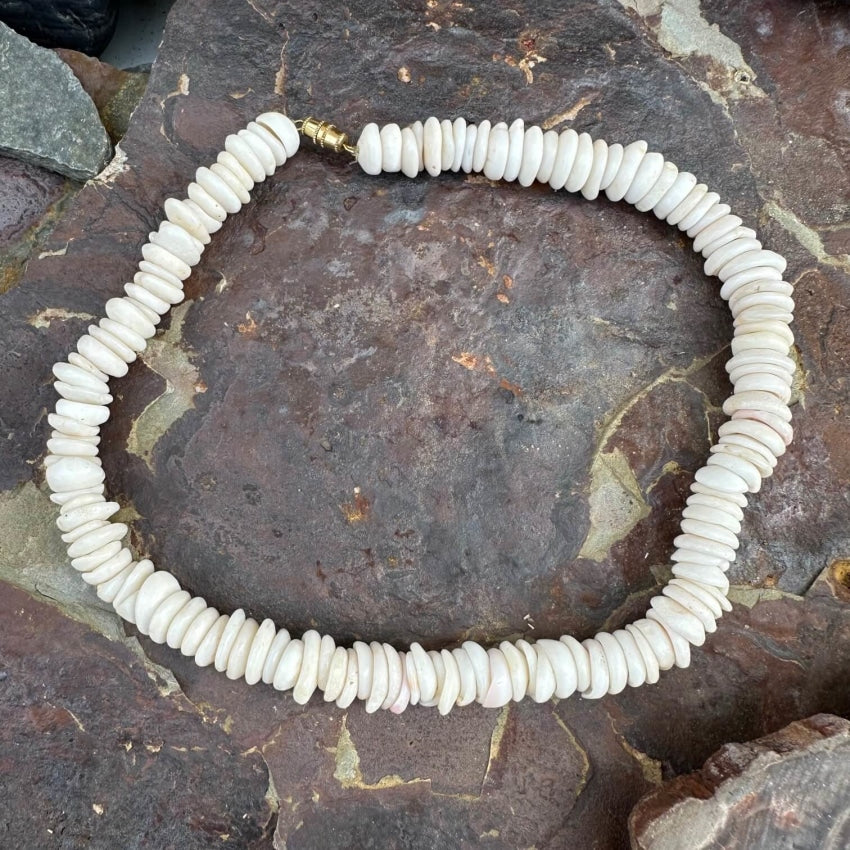 Natural Large Hawaiian Puka Shell Choker Necklace Necklace