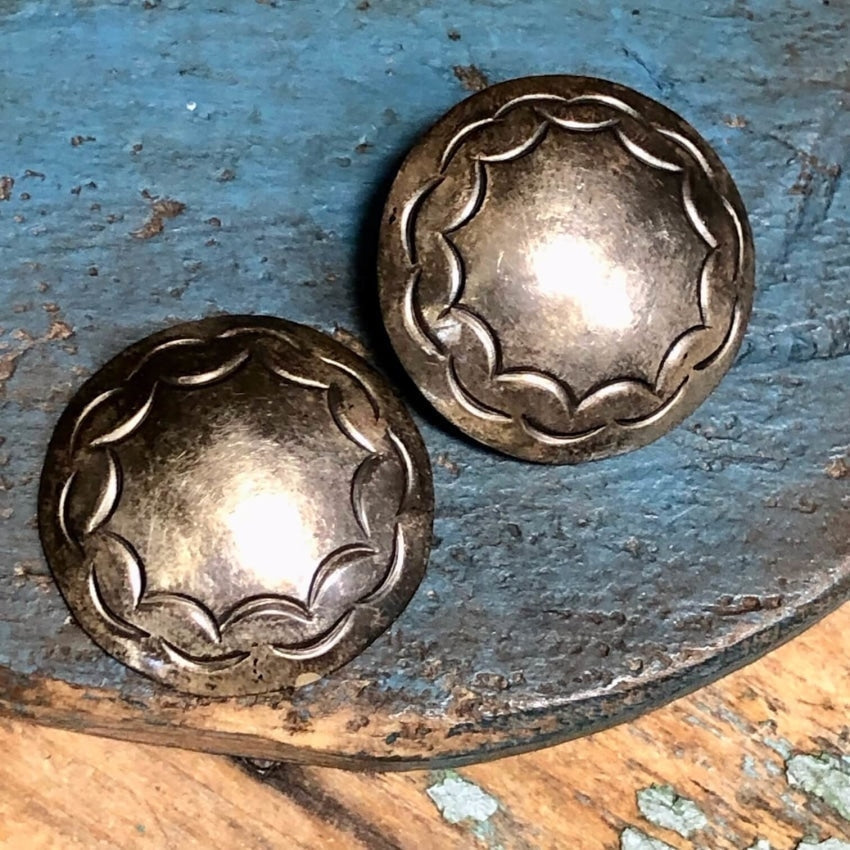 Navajo Stamped Domed Sterling Silver Clothing Button Pair Yourgreatfinds