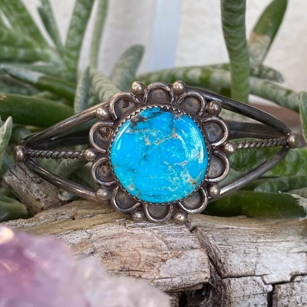 Sterling Silver Round selling Turquoise Bracelet