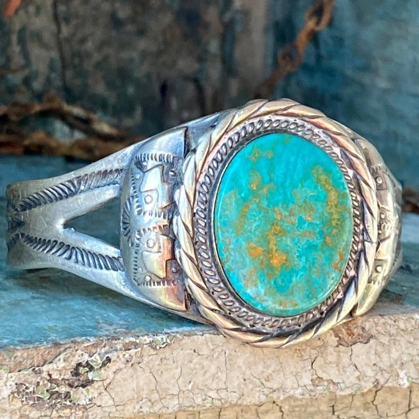 Old Navajo Crossed Arrows Turquoise Bracelet Sterling Silver -  Yourgreatfinds