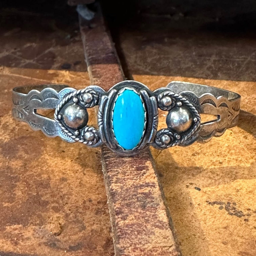 Navajo Sterling Silver Turquoise Maisels Bracelet Harvey