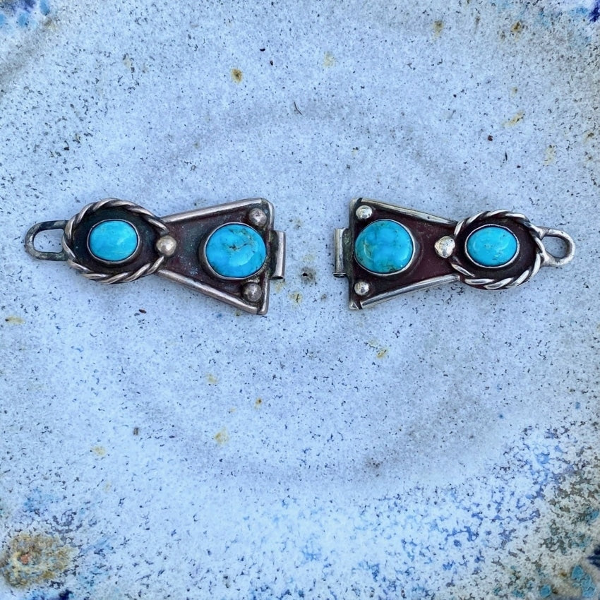 Navajo Turquoise and Sterling Silver Watch Band Plates Yourgreatfinds