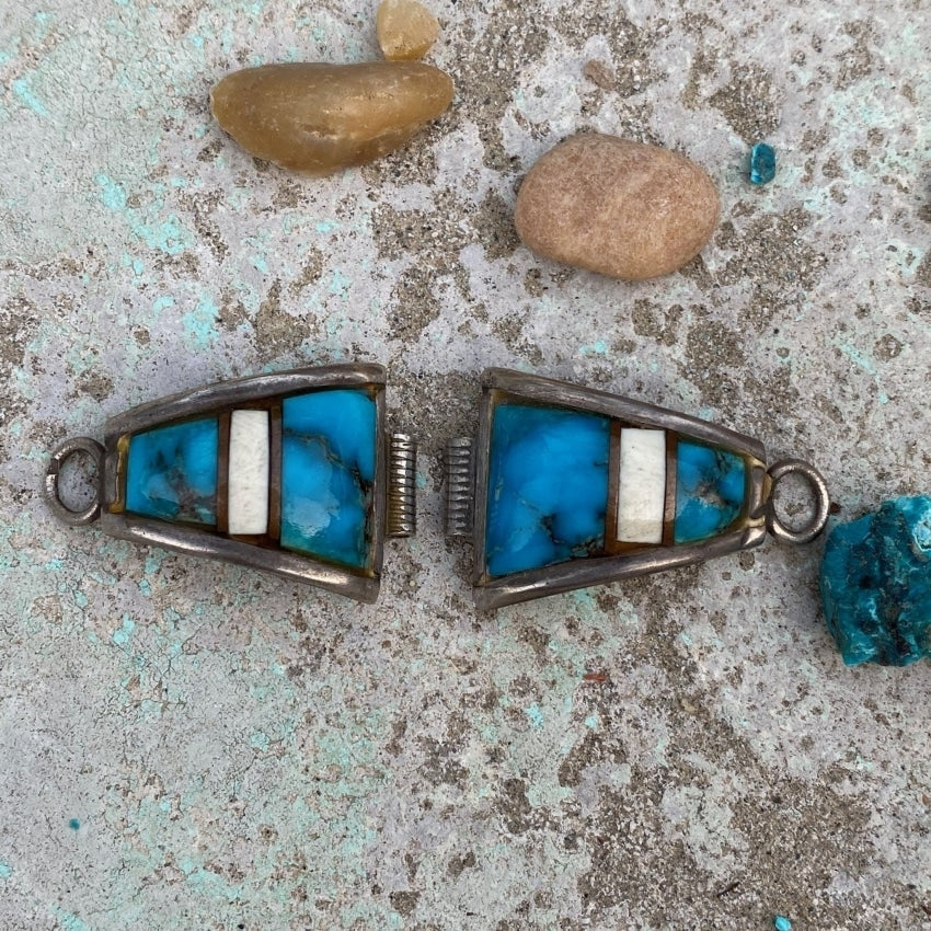 Navajo Watch Band Plates with Dark Blue Turquoise Yourgreatfinds