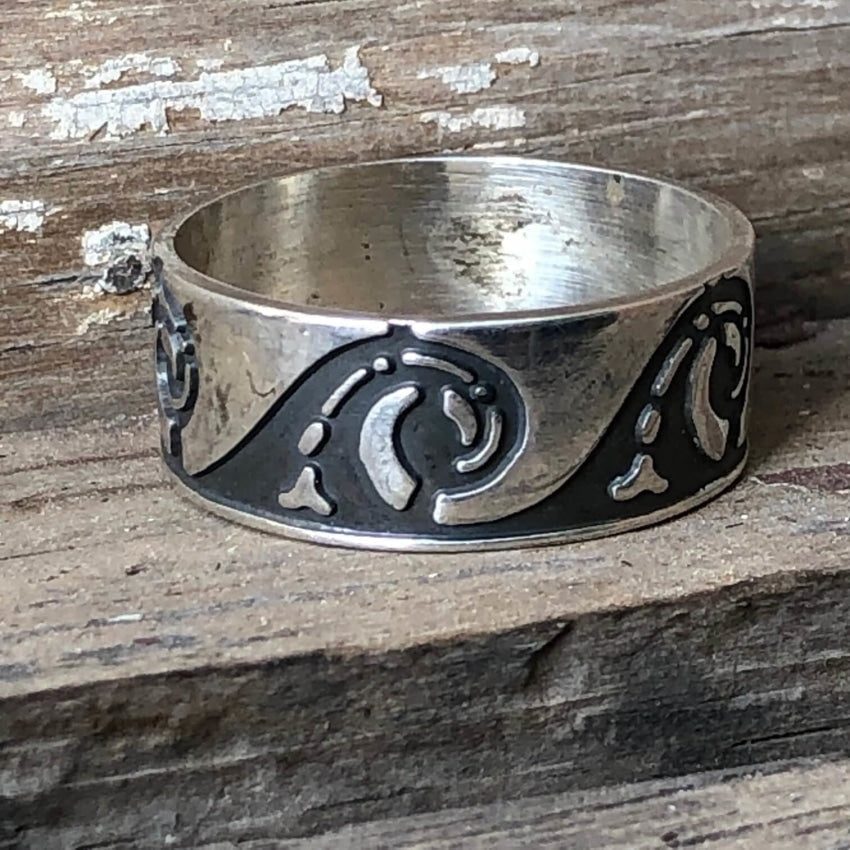 Ocean Waves Band Ring in Sterling Silver Size 12 Yourgreatfinds