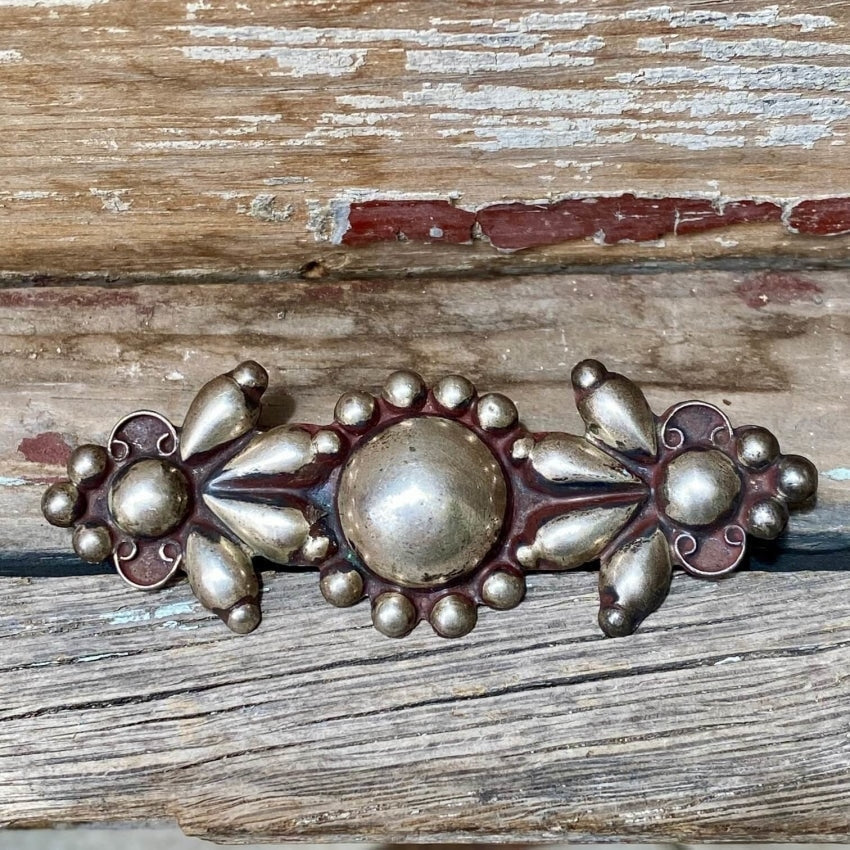 Old 1930s Mexican Orb Bar Pin Sterling Silver Yourgreatfinds