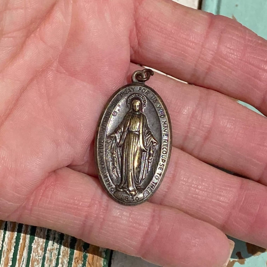 Old Brass Catholic Devotional Metal Pendant Yourgreatfinds