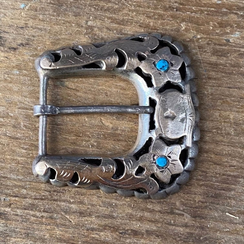 Old Mexican Ranger Buckle with Turquoise Sterling Silver Yourgreatfinds