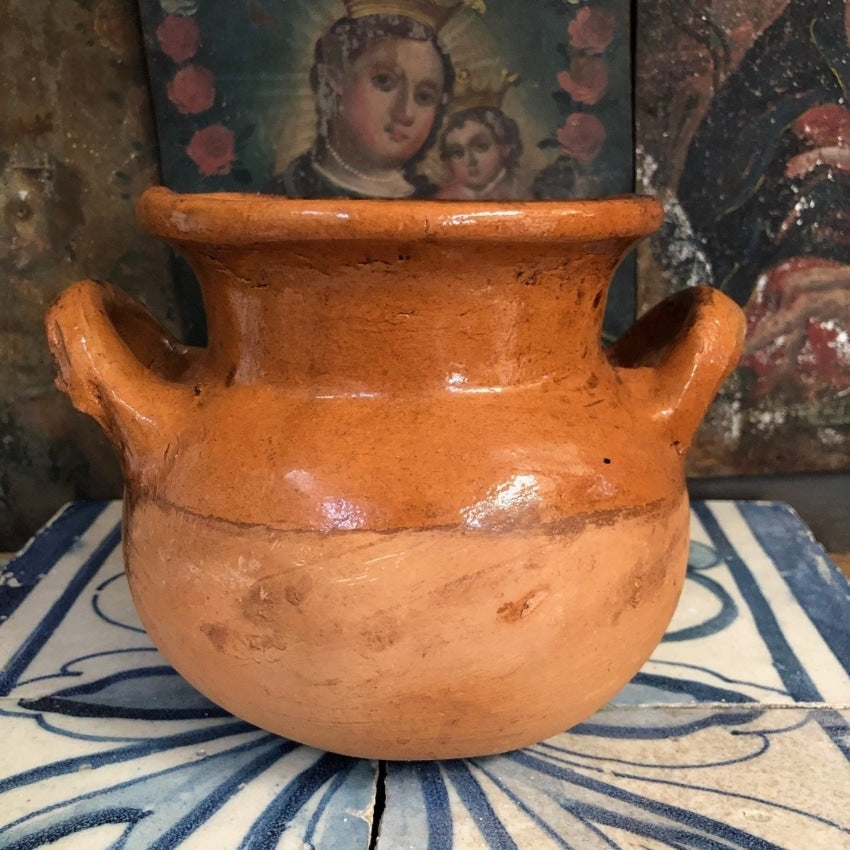 Old Mexican Red Pottery Bean Pot