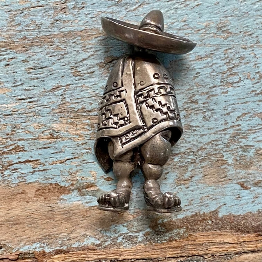 Old Mexican Sterling Silver Big Feet Tourist Pin