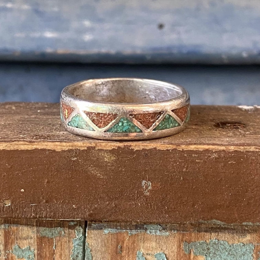 Old Navajo Triangle Band with Chip Mosaic Size 9 Yourgreatfinds