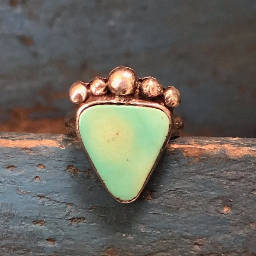 Old Navajo Triangle Turquoise Raindrop Ring Sterling 4.5 Yourgreatfinds