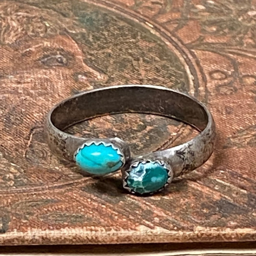 Old Navajo Wrap Ring Turquoise Sterling Silver Yourgreatfinds