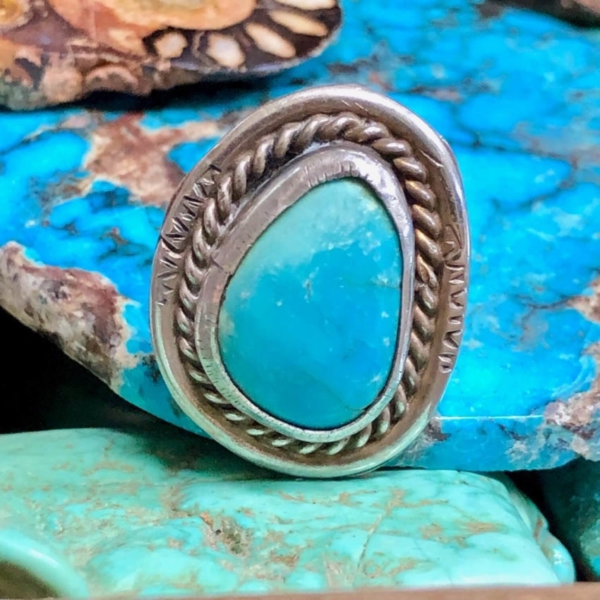 Ombré Turquoise Ring Sterling Silver Southwest 5.5 Yourgreatfinds