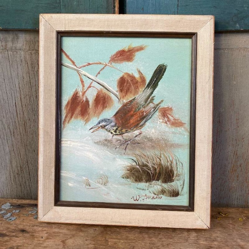 Original Bird Oil on Canvas Painting by W. Amadio Yourgreatfinds