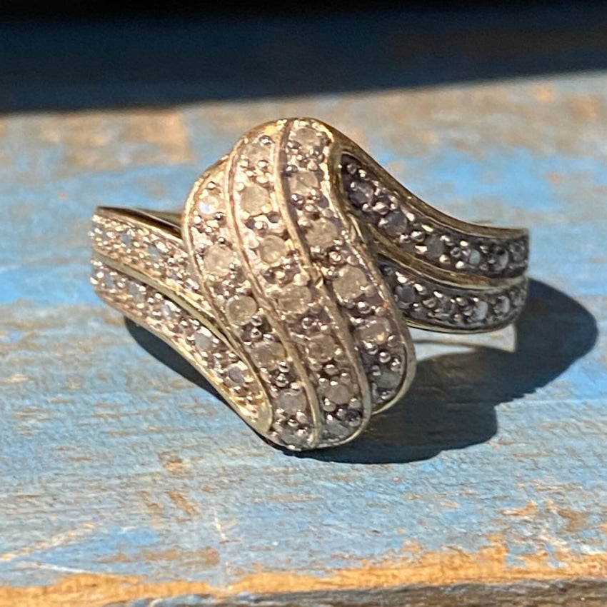Pre-owned Gold Vermeil over Sterling Silver Diamond Ring 7 - Yourgreatfinds