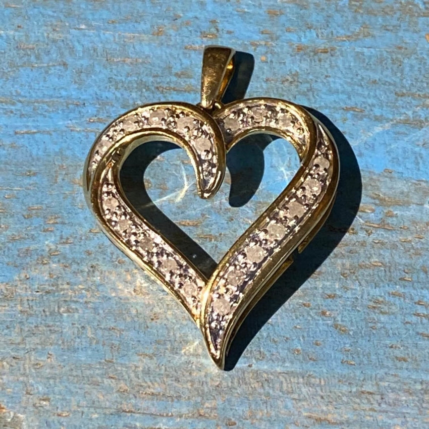 Pre-Owned Gold Vermeil Sterling Silver Diamond Heart Pendant