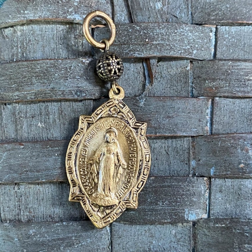 Pretty Goldtone Catholic Devotional Metal Pendant Yourgreatfinds