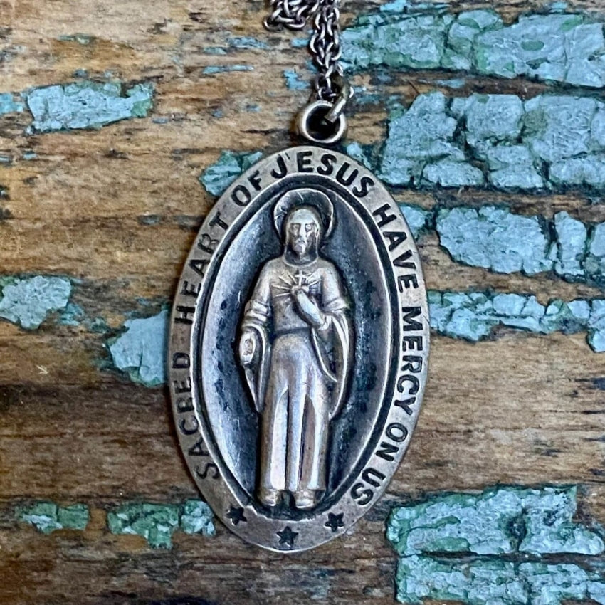 Solid Sterling Silver Jesus Sacred Heart Necklace Yourgreatfinds