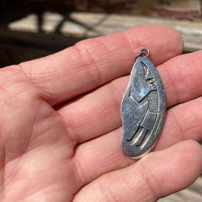 Southwestern Sterling Silver Overlay Hopi Design Pendant Yourgreatfinds