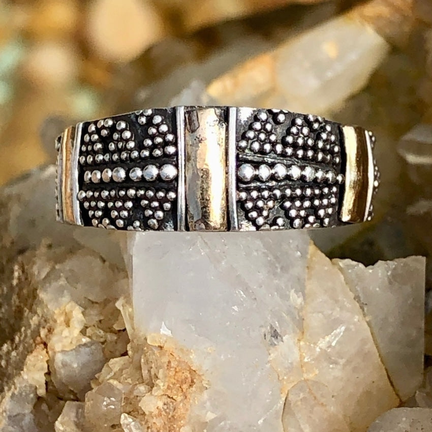 Sterling Silver and Gold Band Ring with Appliqué Size: 7 Yourgreatfinds
