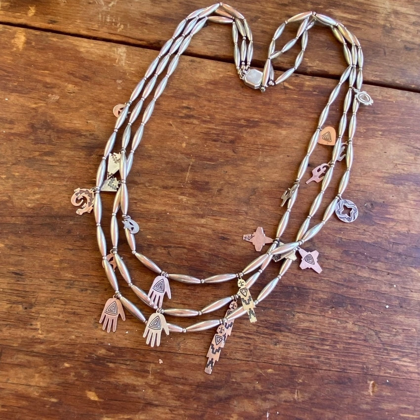 Sterling Silver Beaded Charm Necklace Southwestern Yourgreatfinds