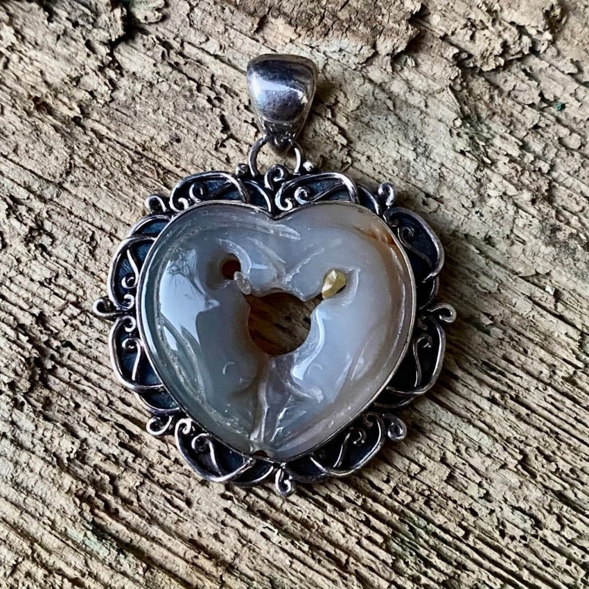 Sterling Silver Carved Quartz Heart Pendant Yourgreatfinds