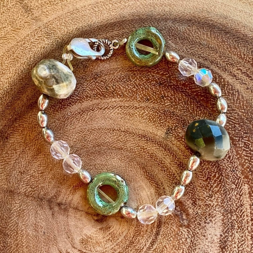 Sterling Silver Jasper Glass Bead Bracelet Anklet Yourgreatfinds