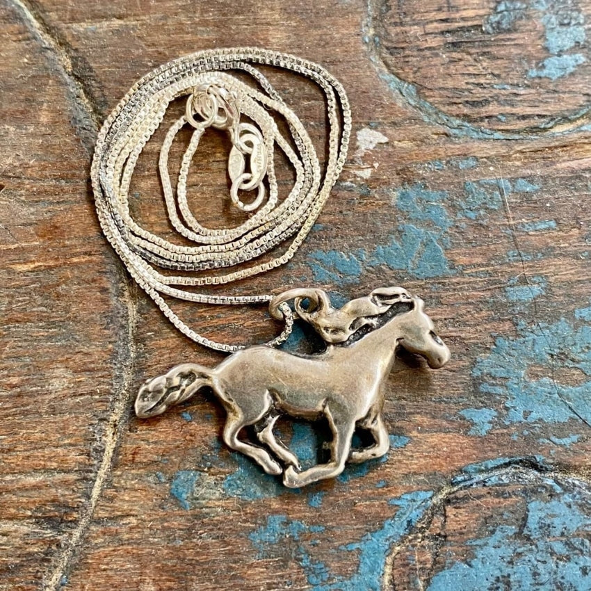 Time Worn Sterling Silver Cantering Horse Necklace Yourgreatfinds