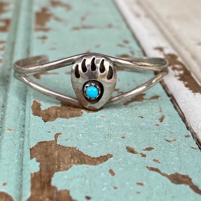 Tiny Navajo Turquoise Baby Bracelet Sterling Silver Yourgreatfinds
