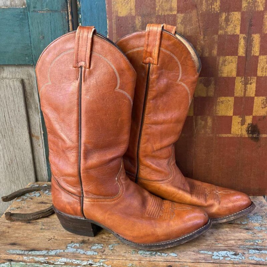 Tony Lama Brown Leather Western Cowboy Boots Vintage Yourgreatfinds