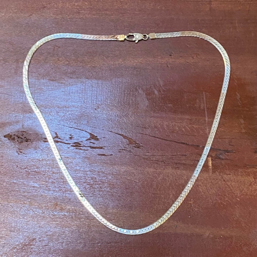 Tri-Colored Sterling Silver Chain 17 1/2 Long