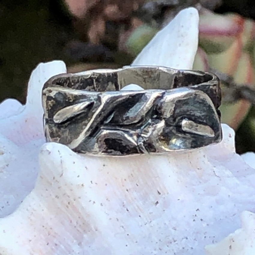 Vintage Anthurium Flower Band Ring in Sterling Silver Size 6 1/4 Yourgreatfinds
