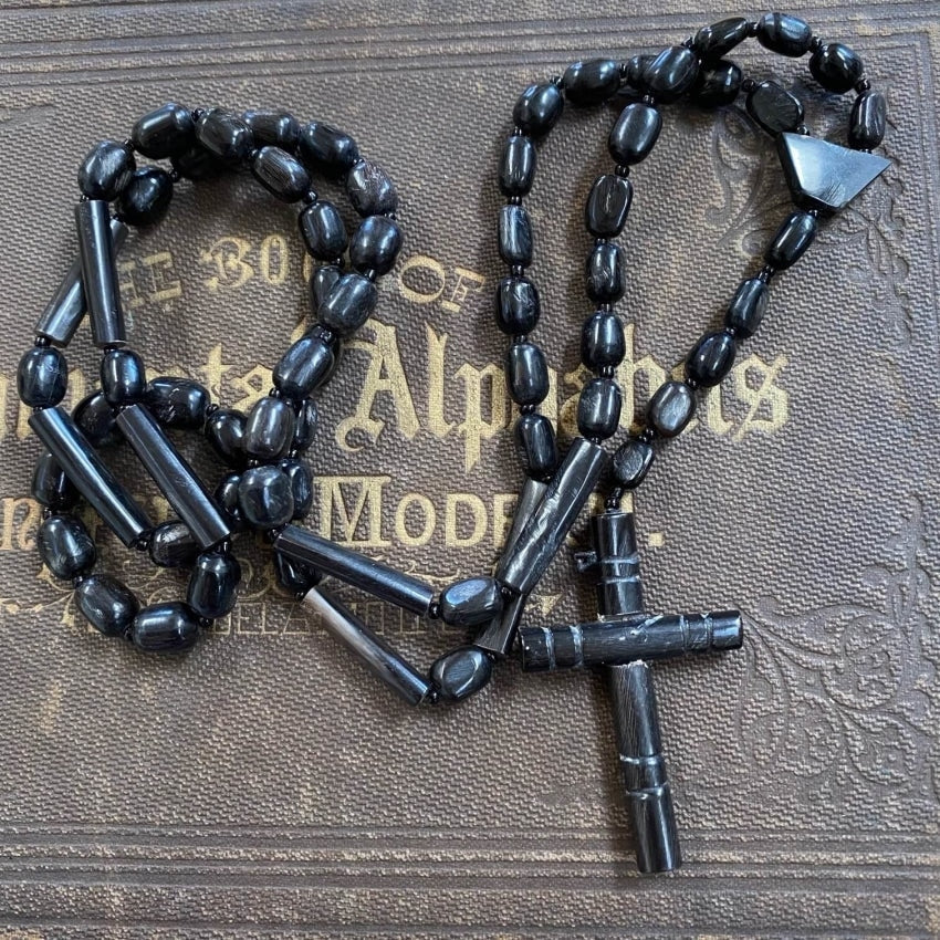 Vintage Black Coral Beaded Rosary Yourgreatfinds