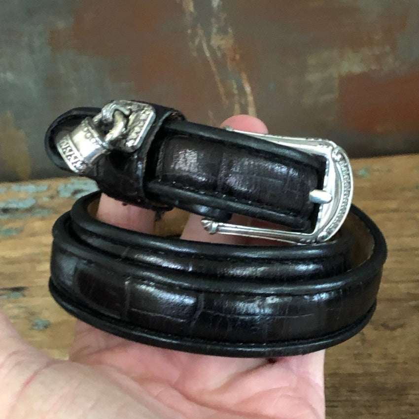 Vintage Brighton Black Leather Belt with Cute Little Lock - Yourgreatfinds