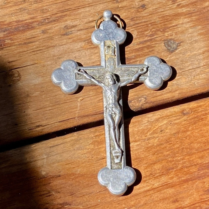 Vintage Cast Aluminum Holy Cross Crucifix Pendant Large Yourgreatfinds