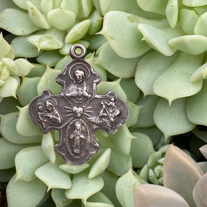 Vintage Catholic Cross Pendant in Sterling Silver Yourgreatfinds