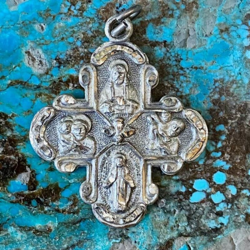 Vintage Catholic Devotional Cross Metal in Sterling Silver Yourgreatfinds
