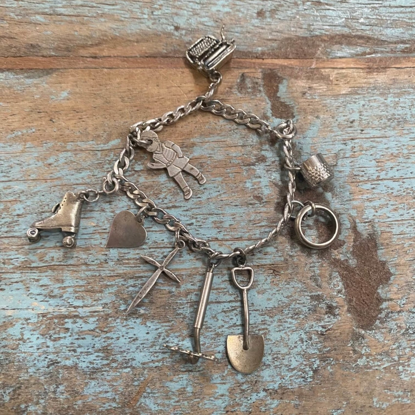 Sterling Silver Charm Bracelet with Dove and Cross Charms | Charming  Engraving